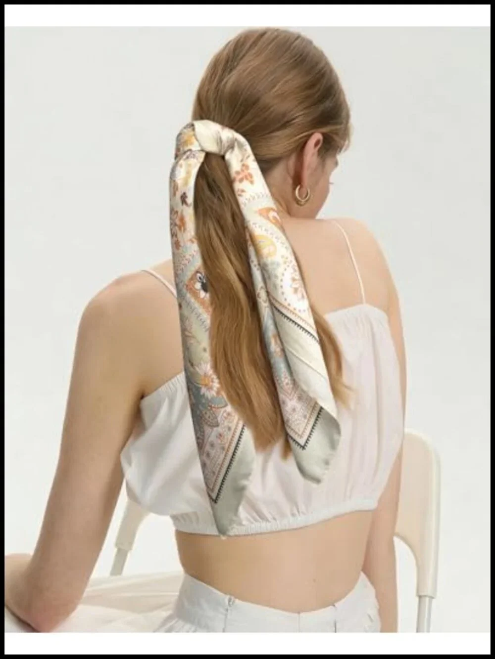 Chiffon Head Scarf Women Silk Feel Bandana 27.5